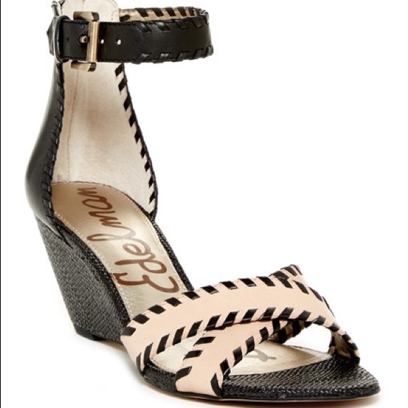 Sam Edelman Shoes - Sam Edelman Silvia Black & Tan LeatherWedge Sandal